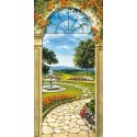 Mannarini"Garden with fountain"-Amazing view from porch, Ready to Hang Picture, 50x100cm or more, by choice