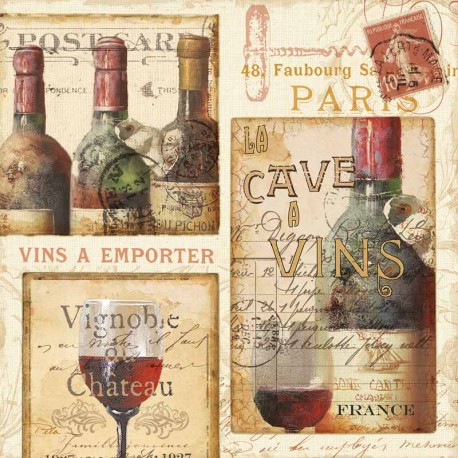 Pela Studio"French Cellar 1" .Author's stretched canvas print on 3cm high wooden frame with wines image