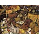 Egon Schiele"Crescent of Houses, The Small City V"-quadri moderni famosi, 150x100 cm o altre misure a scelta