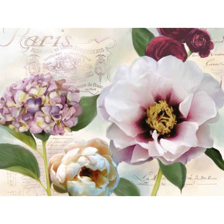 Robinson"Soft Petals 1" quadri moderni con fiori in viola e bianco, tela intelaiata
