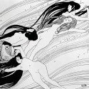 Gustav Klimt-Untitle Stampa Fine Art su Canvas Misure Multiple per Soggiorno o Camera