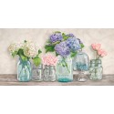 Jenny Thomlinson,Flowers in Mason Jars - high quality print on canvas or artistic paper
