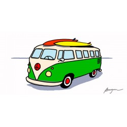 Carlos Beyon"Peace Wagon".Quadro Moderno Pulmino Vintage in supporti e misure varie