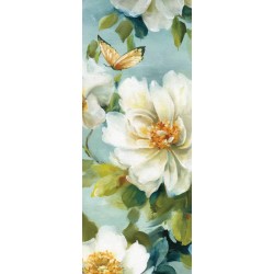 Lisa Audit"Reflections 4"shabby-New Country style modern stretched canvas with white roses