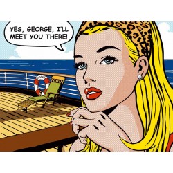 Sheila B."Yes, George",quadro fumetto pop art su canvas intelaiato 150x100cm e altre misure