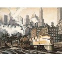 Daniels"Departure, New York" train pictures, HQ ready stretched, 3cm high canvas