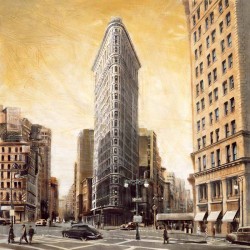 Daniels "the Flatiron Building" stretched canvas print on 3cm wooden frame with famous skyscraper