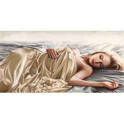 Sleeping Beauty, Pierre Benson - high quality artistic print with naked woman in white sheets