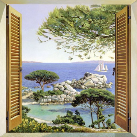"Window over the sea",Del Missier-view from window picture 100x100cm or others