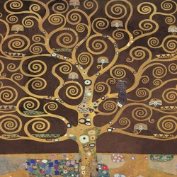 Klimt "L'Albero della Vita (variante marrone)-Stampa Fine Art con Misure multiple e Supporti diversi per Soggiorno o Camera