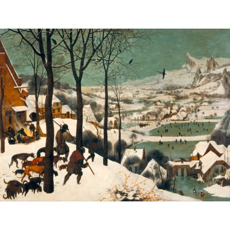 "Cacciatori nella Neve" Pieter Bruegel The Elder. Quadro Classico con cani, cacciatori e neve, Misure Varie