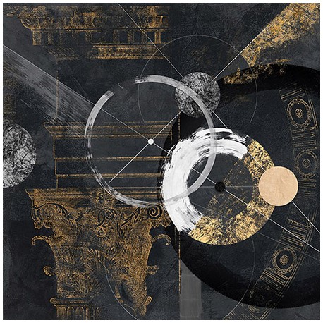 Canone - Arturo Armenti, quadro astratto nero con oro moderno formato quadrato
