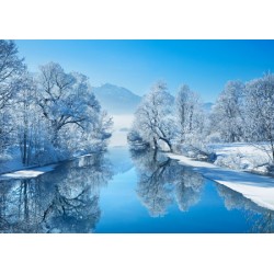 Frank Krahmer - Winter Landscape. Art Poster,Canvas arrotolato o Quadro Pronto con fiume e neve