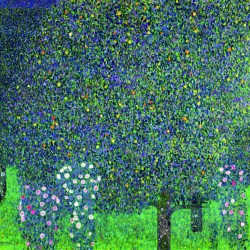 Gustav Klimt- rose sotto gli alberi Stampa Fine Art su Canvas Misure Multiple