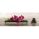 Shin Mills "Elevate". Quadro shabby con orchidee e sassi Zen per divani, capezzali o caminetti. extra-largo
