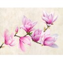 Luca Villa "Ramo di Magnolia" -Home Decor Best Seller Image with magnolia flowers in white and purple