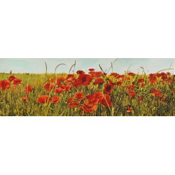 Luca Villa "Field of Poppies" -Home Decor Best Seller Image with poppy field, low and wide format