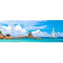 Pangea Images Sailboat at La Digue, Seychelles photopicture on high quality canvas