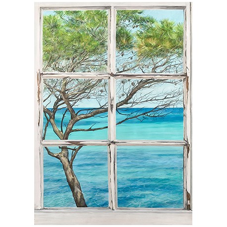 Dellal "Sea view from window 1", fashionable Fine Art Diptych Marine Picture for domestic use