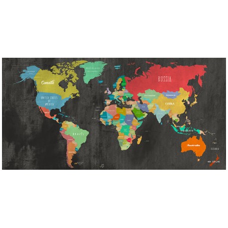 Joannoo-Modern Map of the World (chalkboard, detail)Quadro Moderno in Misure Multiple e Supporti Diversi