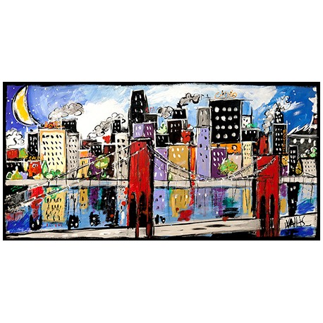 Citycolor, Wallas-quadri moderni colorati con paesaggio di Lago cm50x100 o altre misure