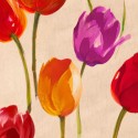 Tulip Funk - Luca Villa Quadro con Tulipani colorati allegri - Stampa d'Autore su Tela Cotone per Soggiorno o altro
