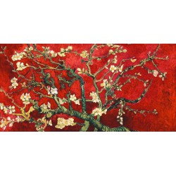 Van Gogh"Mandorlo in Fiore" variazione in rosso-Stampa d'Autore con Misure a Scelta e su Supporti Diversi
