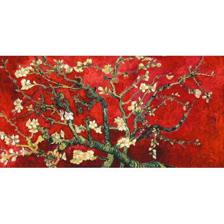 Van Gogh"Mandorlo in Fiore"red variation-Stampa d'Autore con Misure a Scelta e su Supporti Diversi