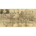 "Mappa del Mondo"Herman Moll-Stampa Antica d'Autore su Supporti e Misure Varie