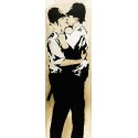 Bansky(attributed to)-Brighton, Graffiti Street Art Picture with Policemen kissing