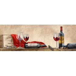Sandro Ferrari-Grand Cru Wines quadro con vino rosso e bottiglie di vino