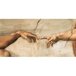 Michelangelo "La creazione di Adamo" particolare - Capezzale Moderno d'Autore su Canvas da Artigianato Veneziano