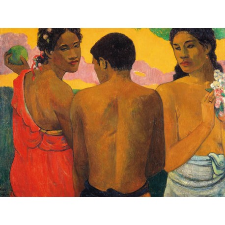 Gauguin Paul "Three Tahitians " - Quadro Pronto con Stampa Fine Art per Soggiorno, Ufficio o altro