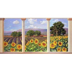 Del Missier - "Window over Sunflowers". High quality Print for Home Decor Use