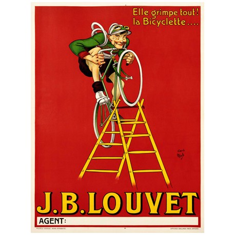 Anonimous - Louvet Bicycles. Quadro Vintage con Stampa Fine Art su Canvas o Carta.