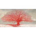 Alessio Aprile Red Tree - Quadro Astratto stilizzato dai colori vivaci, Stampa Fine Art su Tela Canvas