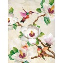 "Magnolia and Humming Birds",Terry Wang.Quadro Shabby Chic con Stampa Fine Art su Supporti Vari