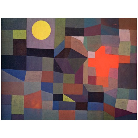 Paul Klee Fire at Full Moon Quadro con Stampa Originale Fine Art per Soggiorno, Ufficio o altro