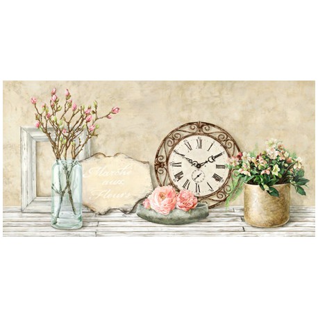 Remy Dellal, Mon jarden I - Quadro Floreale con rose in stile shabby su canvas di cotone al 100%