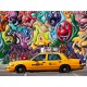 Taxi and mural Paiting in Soho, Setboun Michel - Quadro Pronto con Stampa Fine Art per Soggiorno, Ufficio o altro