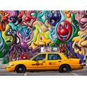 Taxi and mural Paiting in Soho, Setboun Michel - Quadro Pronto con Stampa Fine Art per Soggiorno, Ufficio o altro