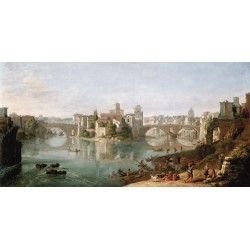 Gaspar Van Wittel,The Tiber in Rome. On Demand Picture for Home Decor Use